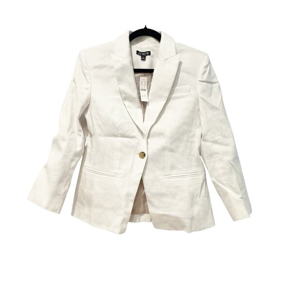 J. Crew Women's Alexandra Blazer in Stretch Linen Blend White Size 6 Petie NWT - Picture 3 of 10